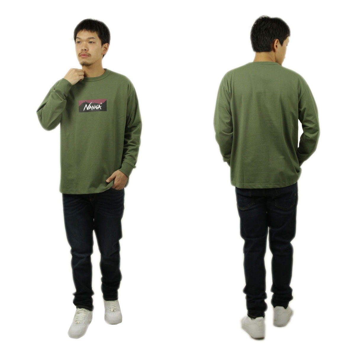 �ʥ� ��� ĹµT����� ��������Ź NANGA ���롼�ͥå� ���� ����T ECO HYBRID BOX LOGO LONG SLEEVE TEE NW2431-1E150 GRN GREEN
