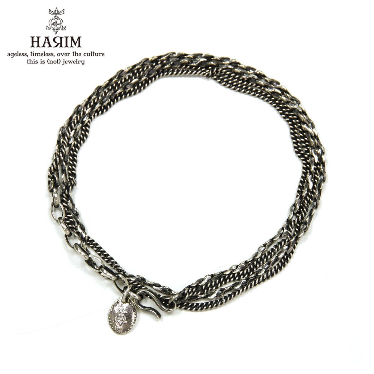 �ϥ�� HARIM �ͥå��쥹�������� �֥쥹��å� HARIM COMBINATION CHAINS NECKLACE/BRACELET HRC013 SILVER 925 OXIDIZED BLACK A82B B3C C3D D8E E32F
