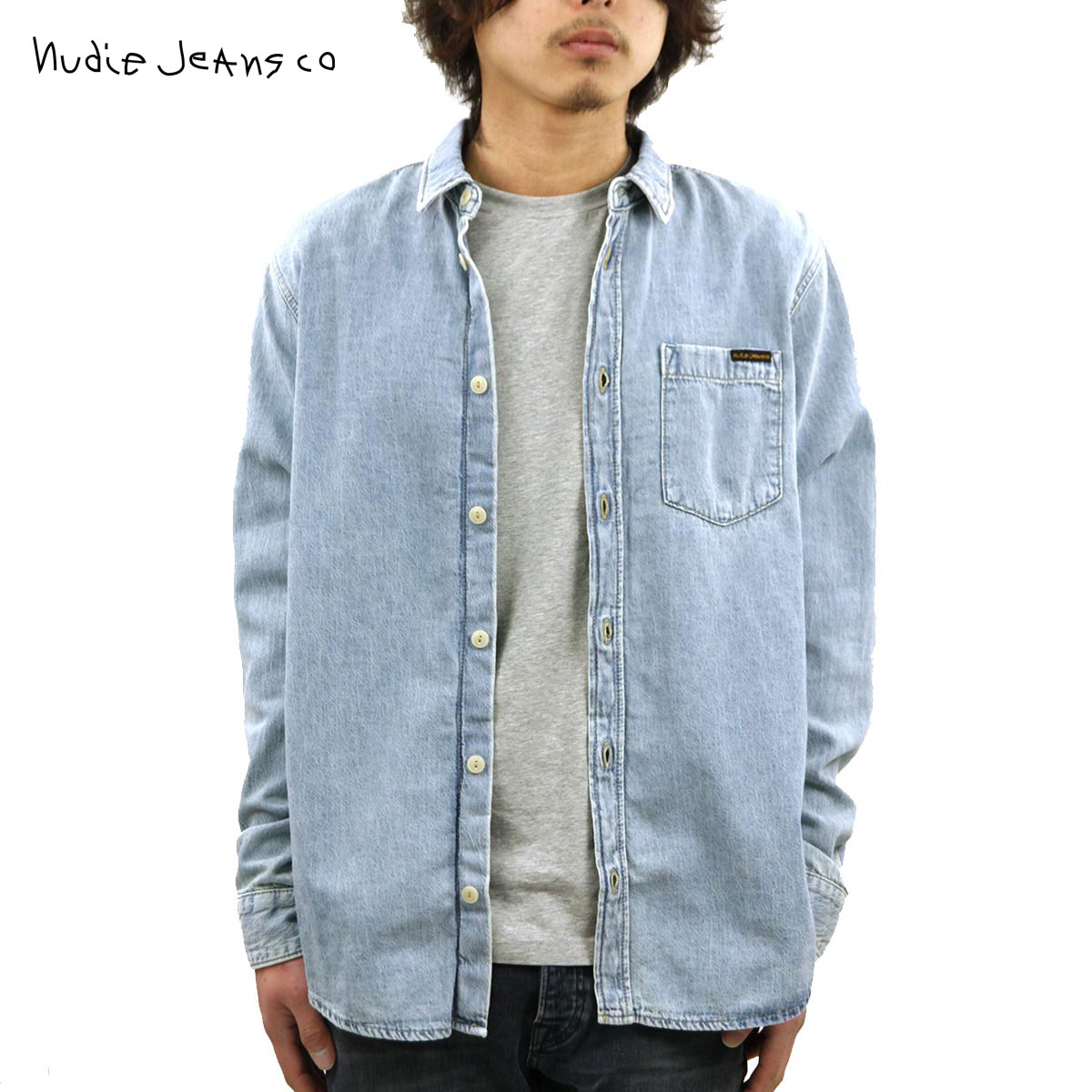 ̡ǥ   Ź Nudie Jeans Ĺµǥ˥ॷ ALBERT LIGHT STRUCTURE DENIM SHIRTS B26 140646 A62B B1C C1D D6E E07F