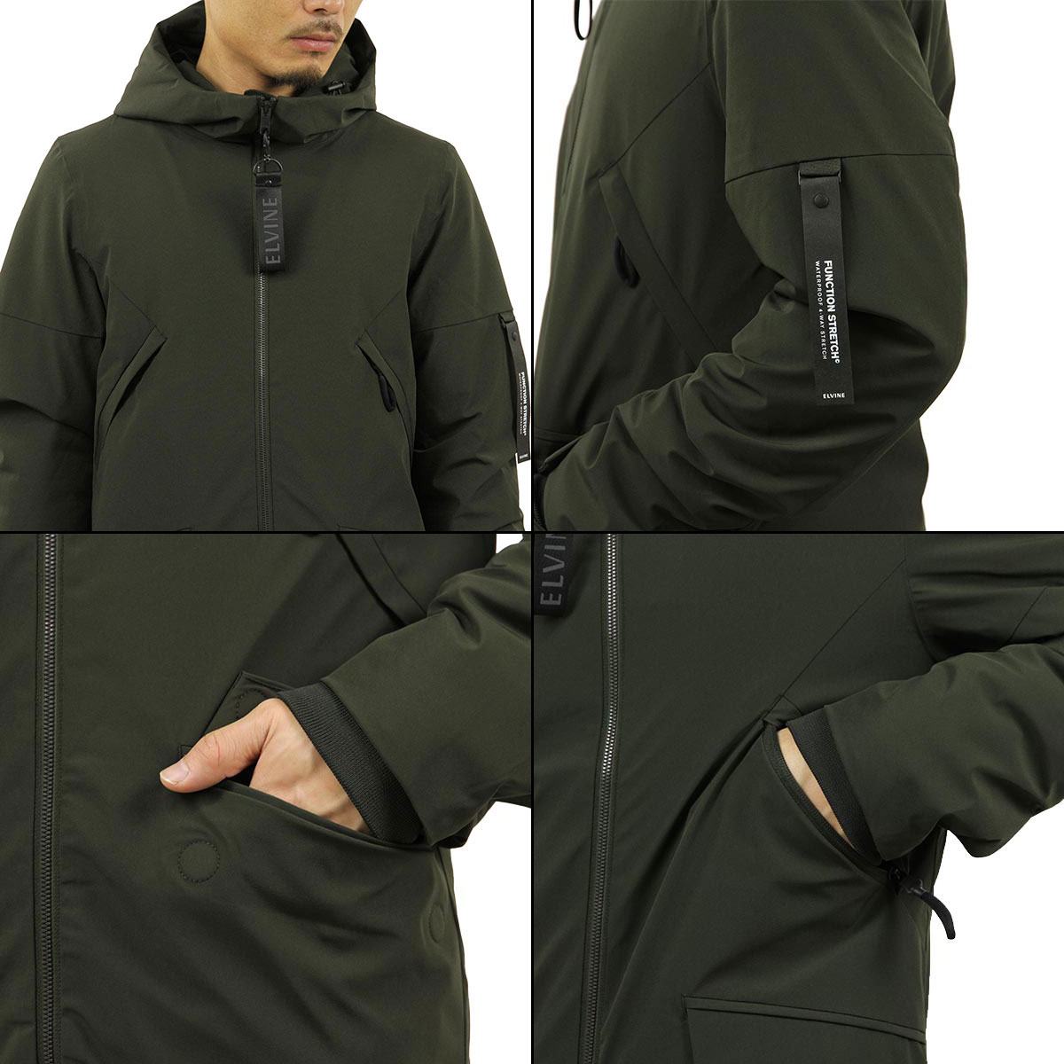 ����Х��� �������� ��� ��������Ź elvine ���㥱�å� �ʥ����󥸥㥱�å� COLE NYLON JACKET FUNCTION STRETCH 193004 355 GREEN KHAKI A91B B1C C1D D4E E05F