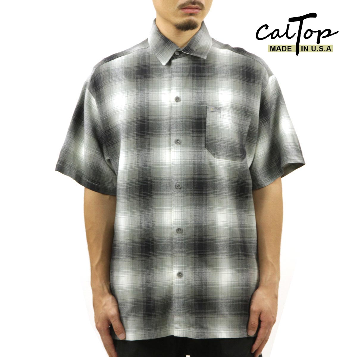 �����ȥå� ��� Ⱦµ����� ������ CALTOP CALTOP ACRYLIC OMBRE CHECK SHORT SLEEVE SHIRTS GREY / WHITE Ⱦµ ����ȥå� �����å������ �ե�ͥ륷��� �ͥ륷��� ����֥� ������ɥ������� ���硼�ȥ��꡼�� 2000SS AC3B B1C C1D D6E E02F