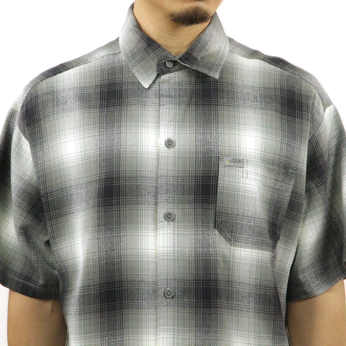 �����ȥå� ��� Ⱦµ����� ������ CALTOP CALTOP ACRYLIC OMBRE CHECK SHORT SLEEVE SHIRTS GREY / WHITE Ⱦµ ����ȥå� �����å������ �ե�ͥ륷��� �ͥ륷��� ����֥� ������ɥ������� ���硼�ȥ��꡼�� 2000SS AC3B B1C C1D D6E E02F