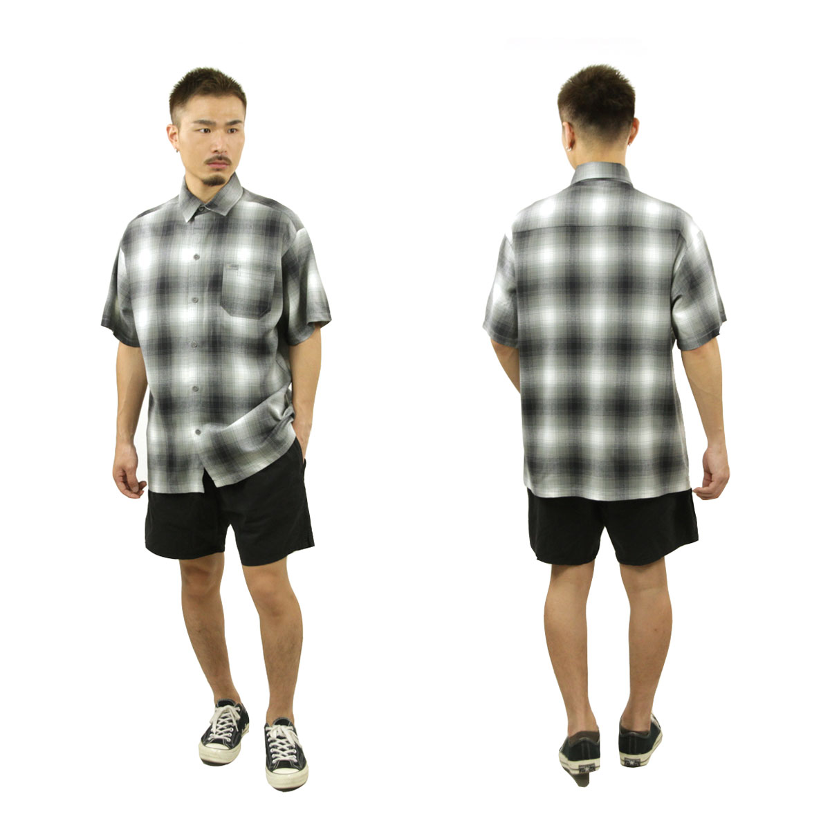 �����ȥå� ��� Ⱦµ����� ������ CALTOP CALTOP ACRYLIC OMBRE CHECK SHORT SLEEVE SHIRTS GREY / WHITE Ⱦµ ����ȥå� �����å������ �ե�ͥ륷��� �ͥ륷��� ����֥� ������ɥ������� ���硼�ȥ��꡼�� 2000SS AC3B B1C C1D D6E E02F