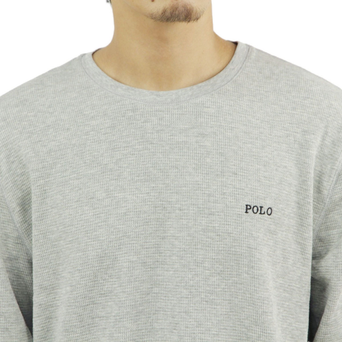 �ݥ� ���ե������ ��� ĹµT����� ������ POLO RALPH LAUREN �����ޥ�T����� ��åե����� ����T FOLDED WAFFLE LONG SLEEVE CREE TEE T-SHIRT PWLC2 CHARCOAL HEATHER / NEVIS LOGO