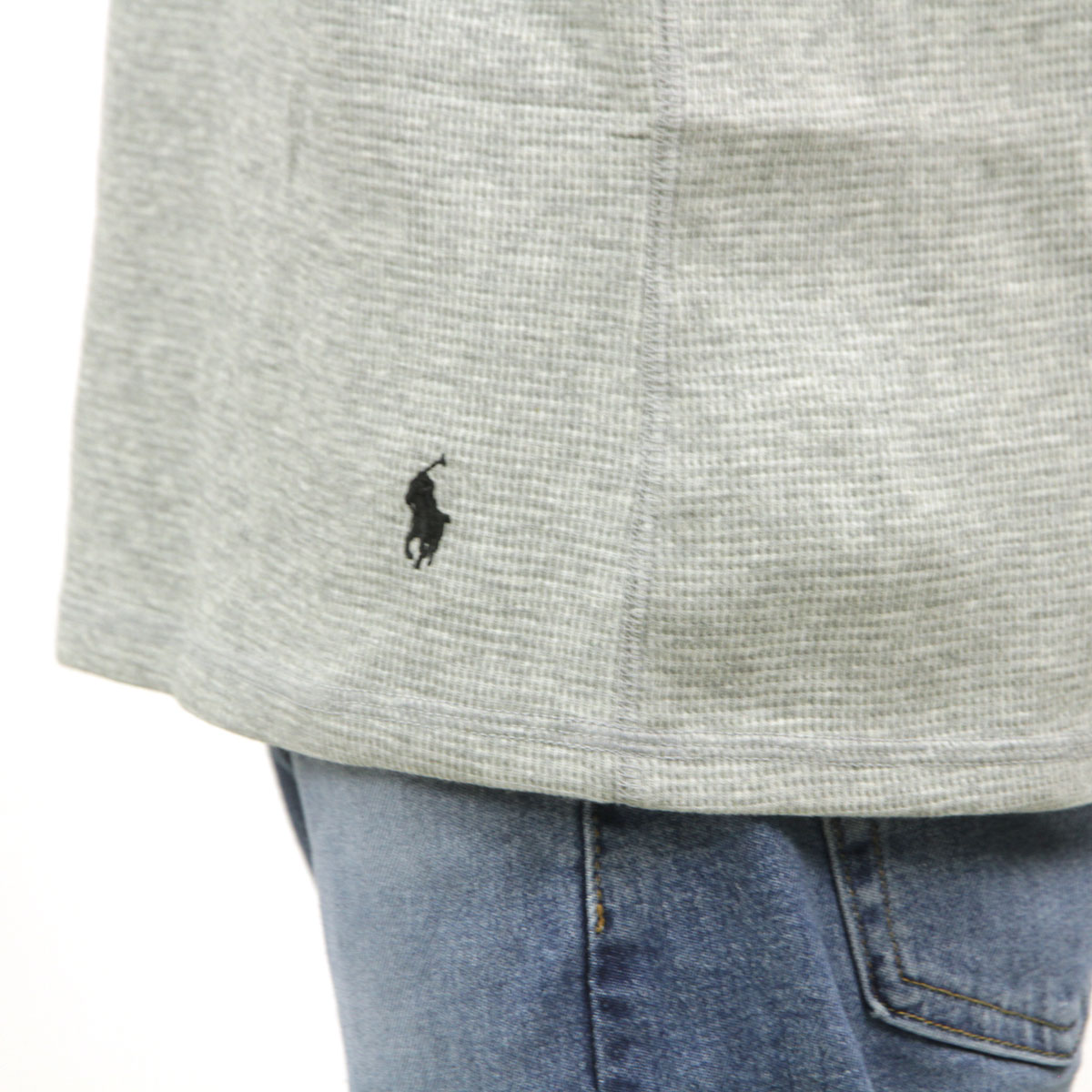 �ݥ� ���ե������ ��� ĹµT����� ������ POLO RALPH LAUREN �����ޥ�T����� ��åե����� ����T FOLDED WAFFLE LONG SLEEVE CREE TEE T-SHIRT PWLC2 CHARCOAL HEATHER / NEVIS LOGO