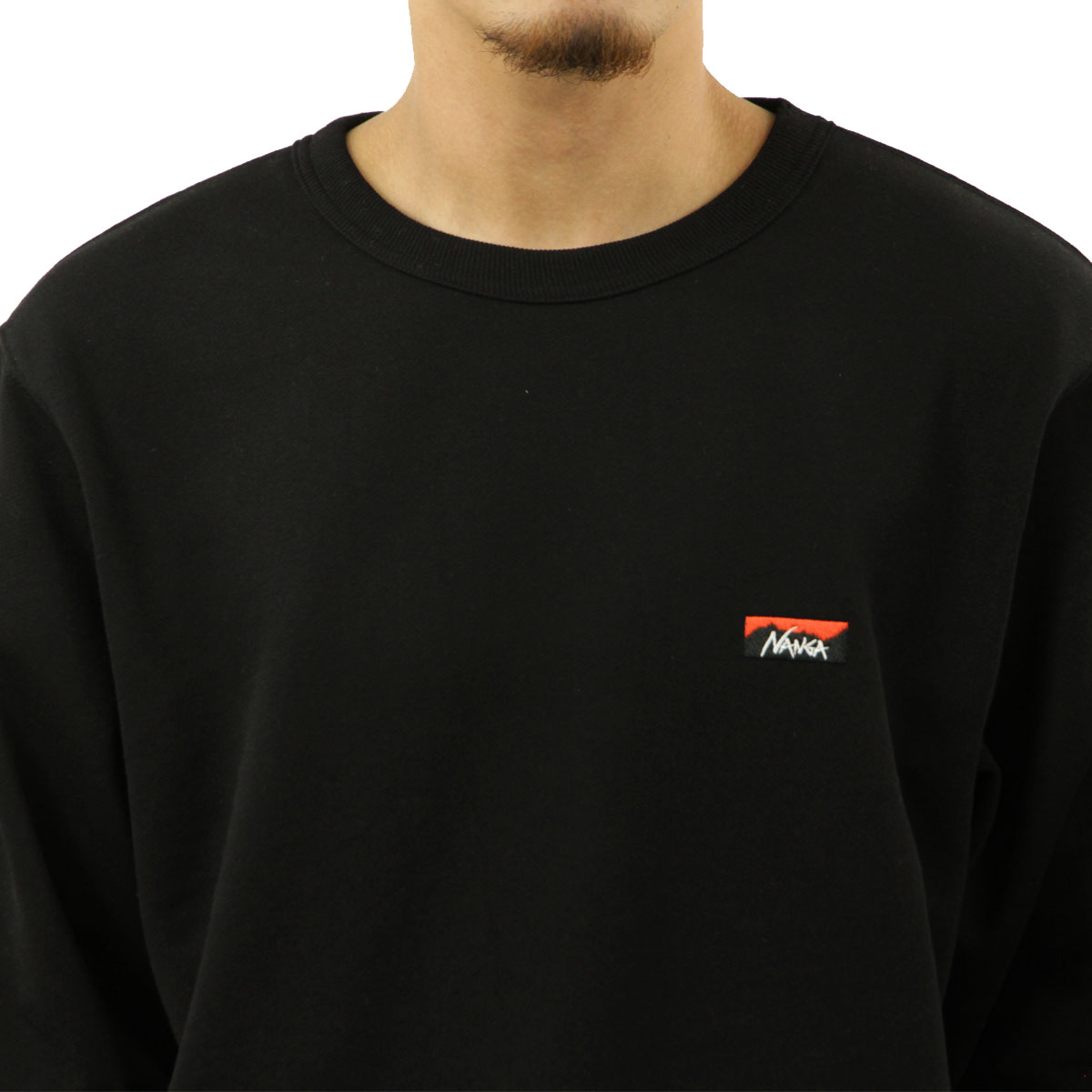 �ʥ� ��� �������å� ��������Ź NANGA ���롼�ͥå� �ȥ졼�ʡ� ���� ECO HYBRID MINI BOX LOGO EMBROIDERY SWEATSHIRT P.BLK PURE BLACK NW2441-1F013