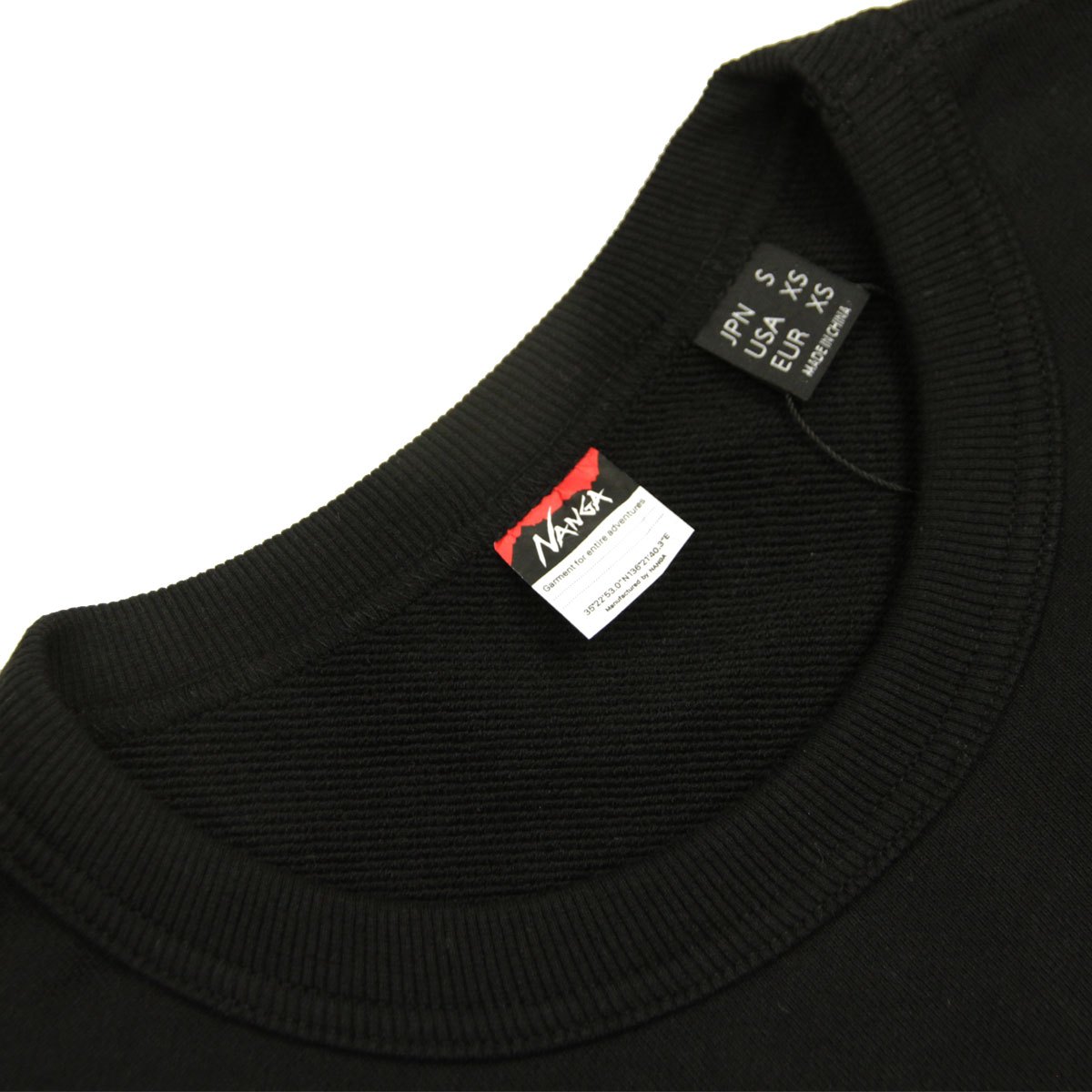 �ʥ� ��� �������å� ��������Ź NANGA ���롼�ͥå� �ȥ졼�ʡ� ���� ECO HYBRID MINI BOX LOGO EMBROIDERY SWEATSHIRT P.BLK PURE BLACK NW2441-1F013