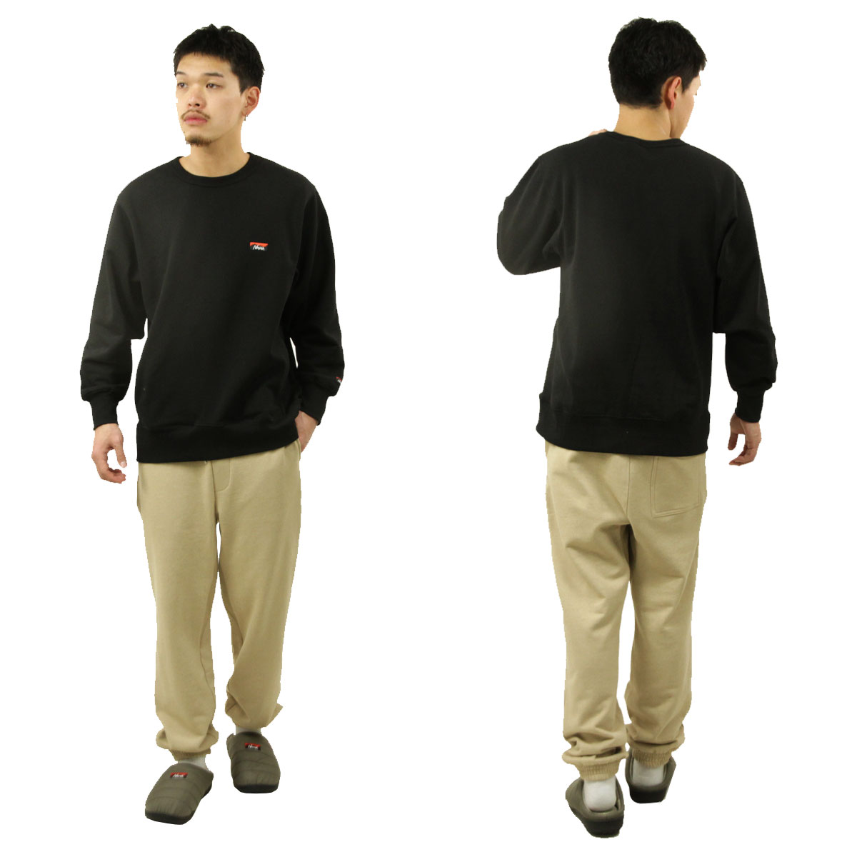 �ʥ� ��� �������å� ��������Ź NANGA ���롼�ͥå� �ȥ졼�ʡ� ���� ECO HYBRID MINI BOX LOGO EMBROIDERY SWEATSHIRT P.BLK PURE BLACK NW2441-1F013
