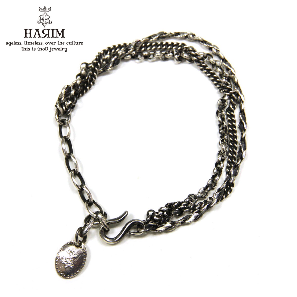 �ϥ�� HARIM �ͥå��쥹�������� �֥쥹��å� HARIM TRIPLE CHAIN NECKLACE/BRACELET HRC014 SILVER 925 OXIDIZED BLACK A82B B3C C3D D8E E32F