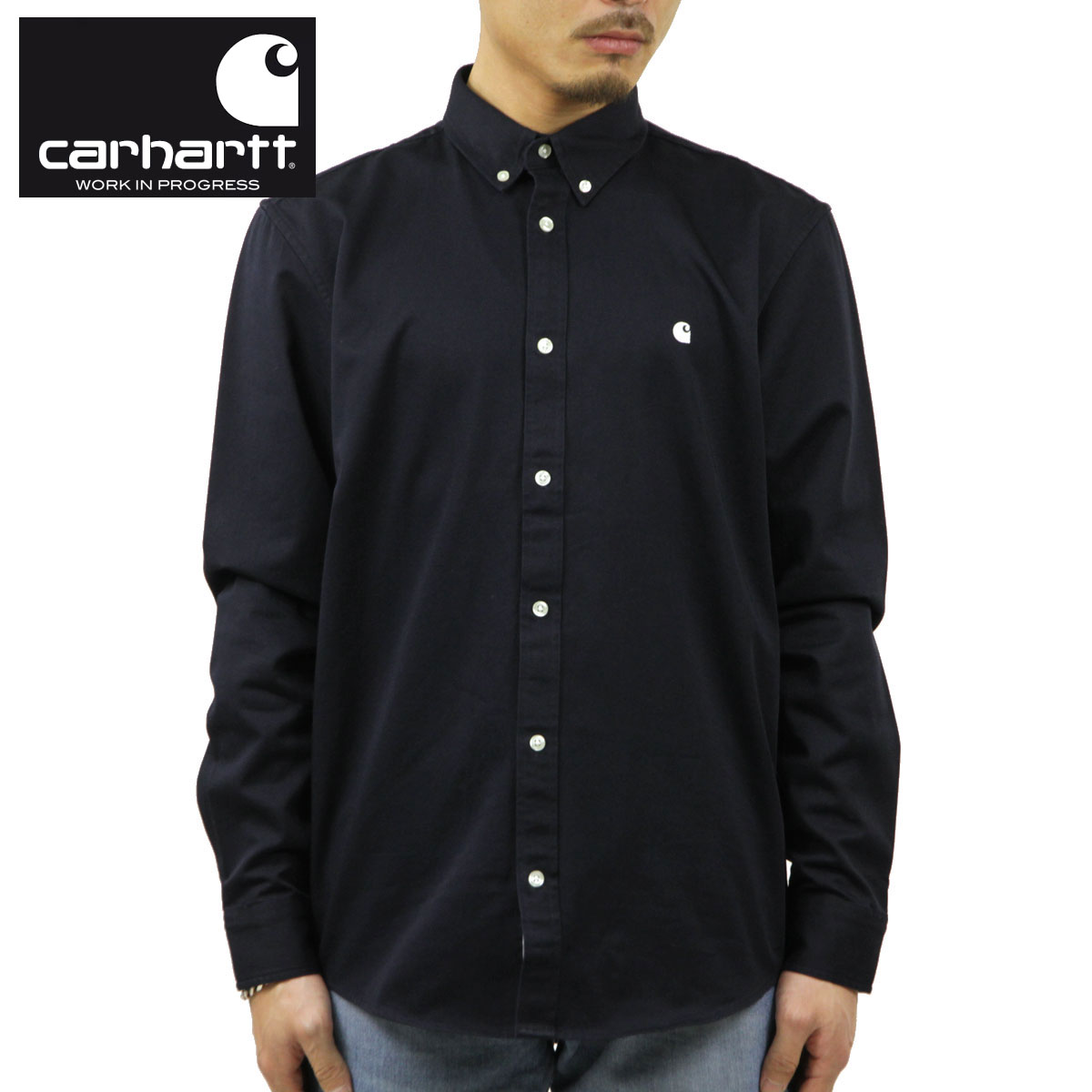 �����ϡ��� ����� ��� ��������Ź CARHARTT WIP Ĺµ����� �ܥ�������󥷥�� LONG SLEEVE MADISON SHIRT DARK NAVY / WHITE I023339 00BXX AB0B B1C C1D D6E E06F