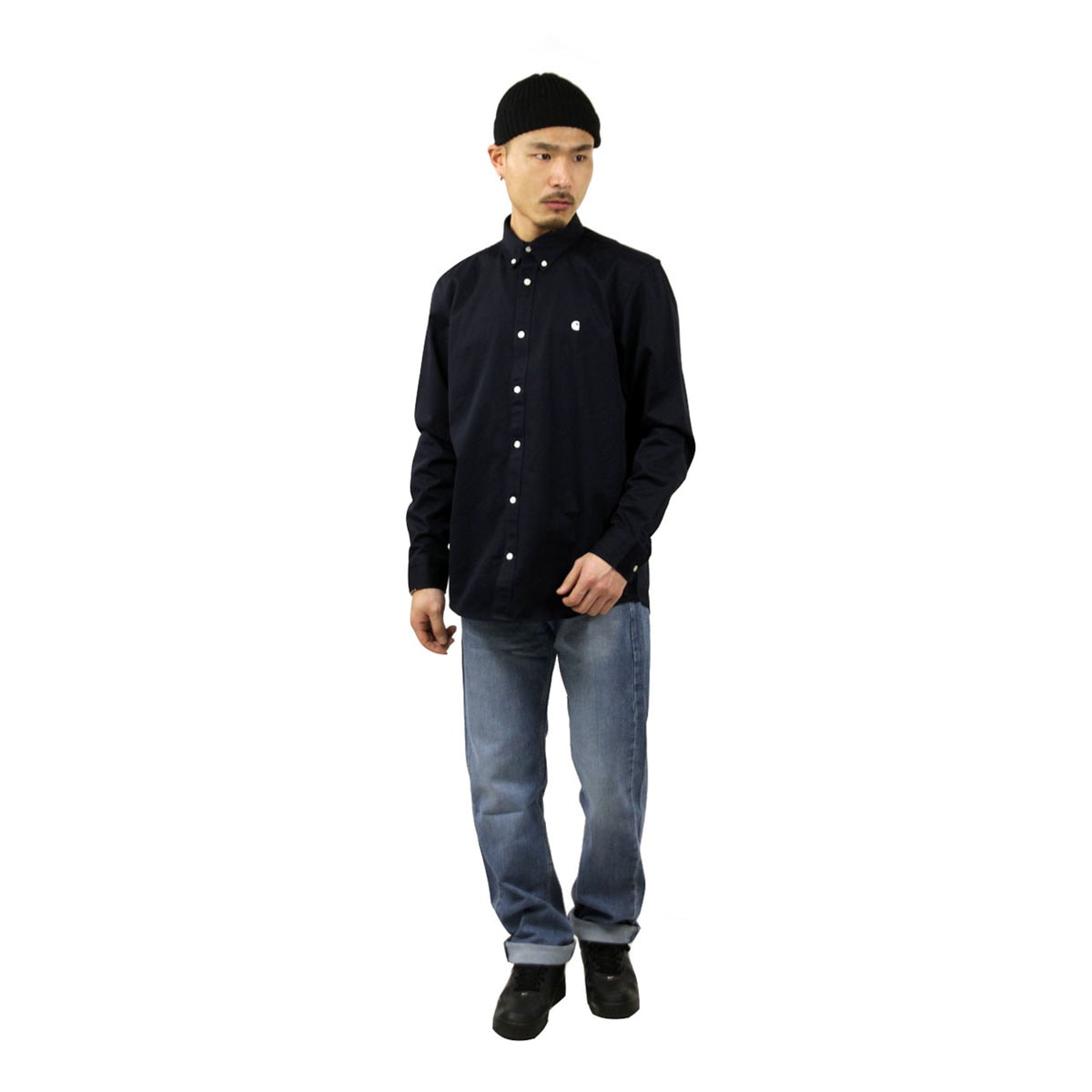 �����ϡ��� ����� ��� ��������Ź CARHARTT WIP Ĺµ����� �ܥ�������󥷥�� LONG SLEEVE MADISON SHIRT DARK NAVY / WHITE I023339 00BXX AB0B B1C C1D D6E E06F