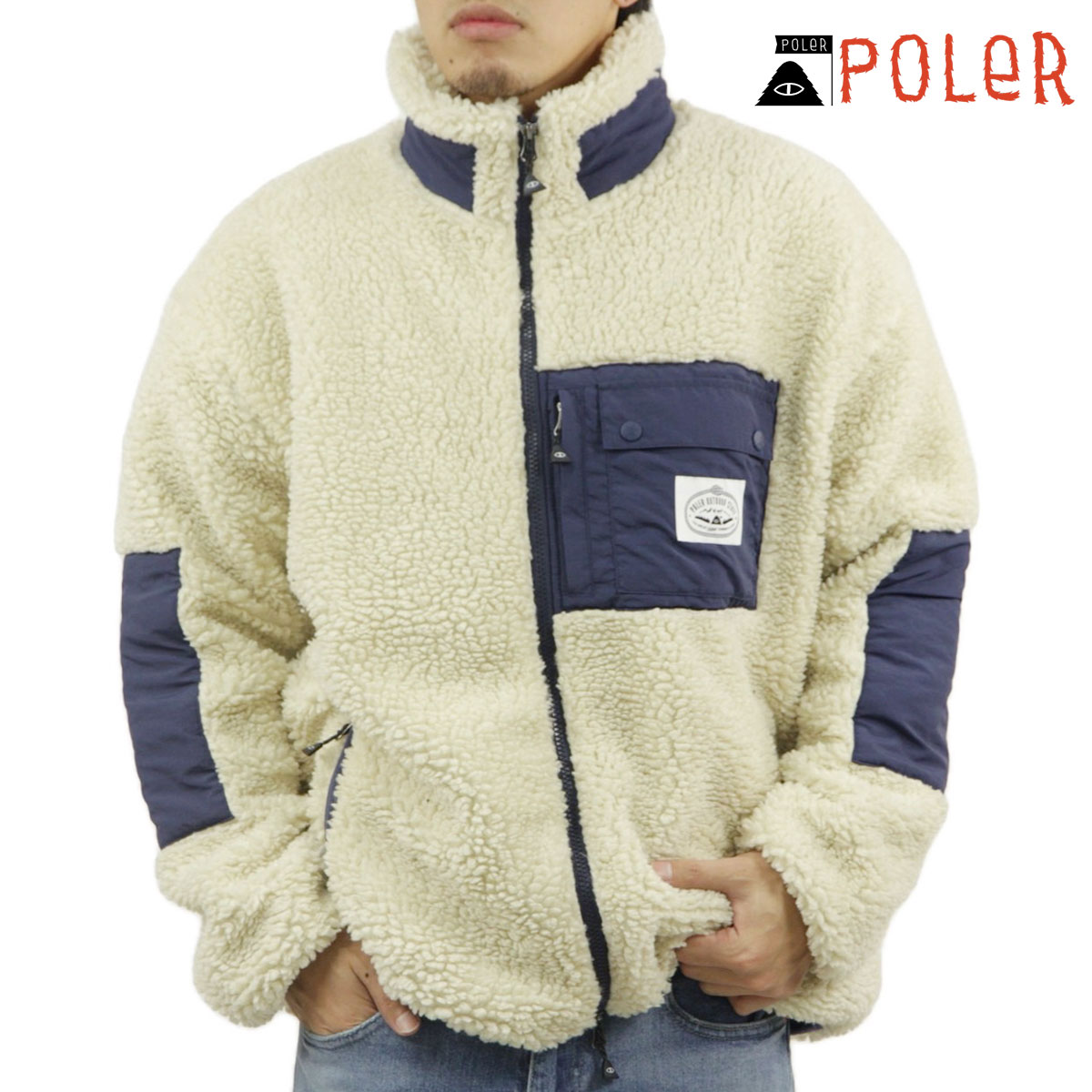 �ݡ��顼 ��� �ե꡼�����㥱�å� ��������Ź POLER �������� �ܥ� ������ѥ��㥱�å� JACQUARD SHERPA JACKET D 243MCV0022-BEG BEIGE
