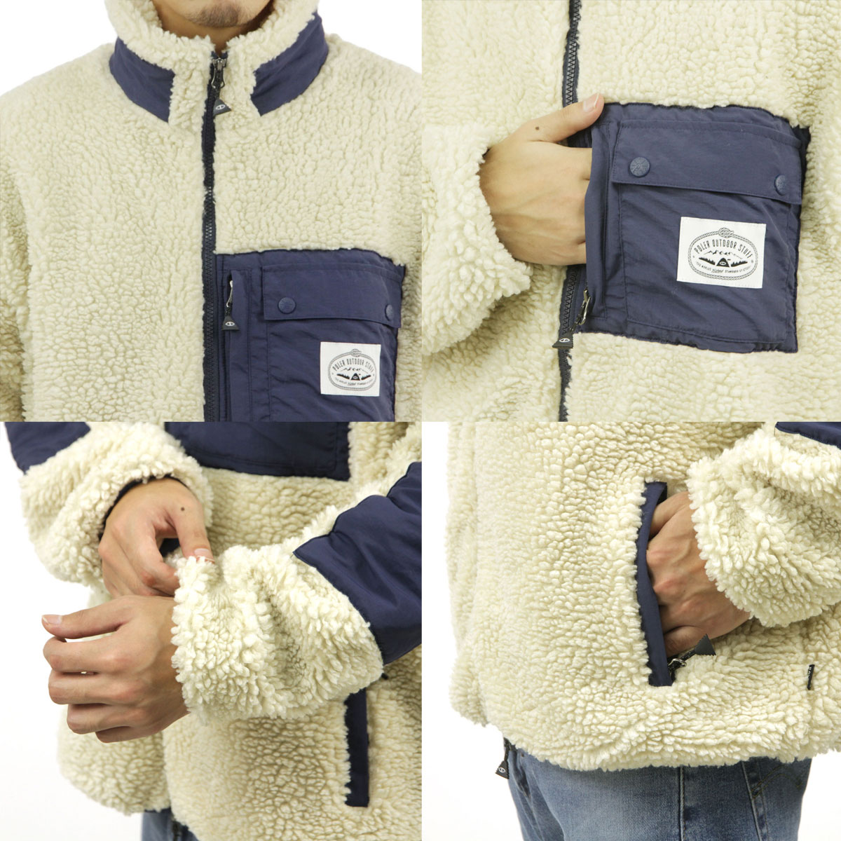 �ݡ��顼 ��� �ե꡼�����㥱�å� ��������Ź POLER �������� �ܥ� ������ѥ��㥱�å� JACQUARD SHERPA JACKET D 243MCV0022-BEG BEIGE