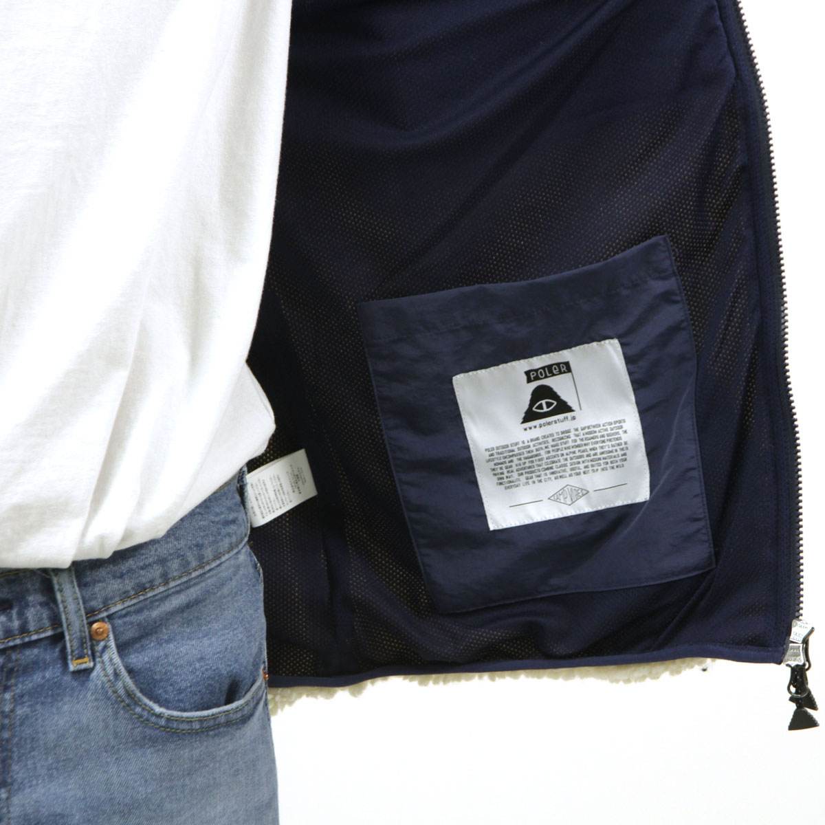 �ݡ��顼 ��� �ե꡼�����㥱�å� ��������Ź POLER �������� �ܥ� ������ѥ��㥱�å� JACQUARD SHERPA JACKET D 243MCV0022-BEG BEIGE