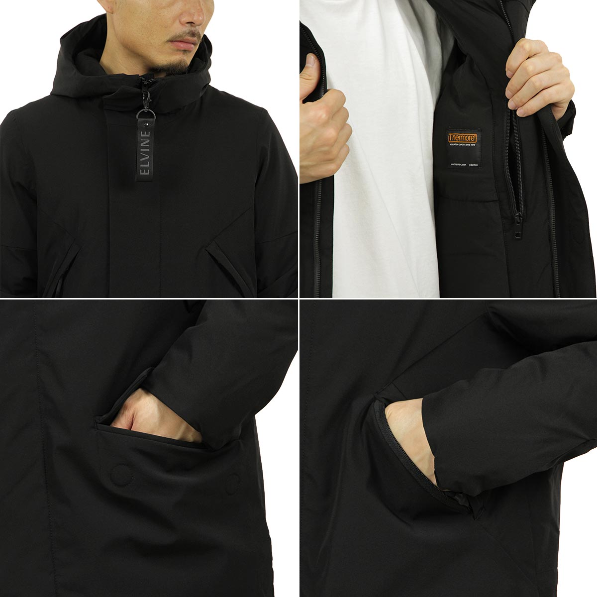 Х   Ź elvine 㥱å ʥ󥸥㥱å ZANE NYLON LONG JACKET FUNCTION STRETCH 193006 110 BLACK A91B B1C C1D D4E E13F