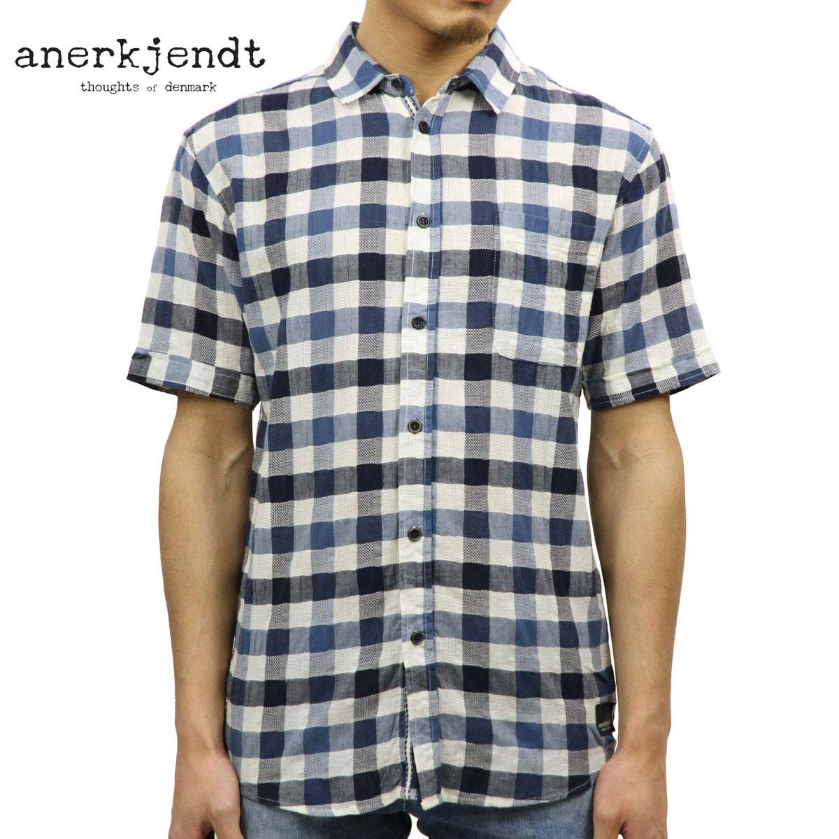 ���ʥ��å� ����� ��� ��������Ź ANERKJENDT Ⱦµ�����  PEITER SHORT SLEEVE SHIRT VINTAGE INDIGO 9216025 A81B B1C C1D D6E E01F