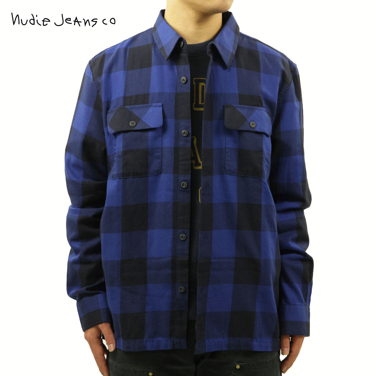 ̡ǥ å  Ź Nudie Jeans Ĺµ ܥ 奢륷 STEN BUFFALO CHECK SHIRT 140641 B20 BLUE A62B B1C C1D D6E E06F