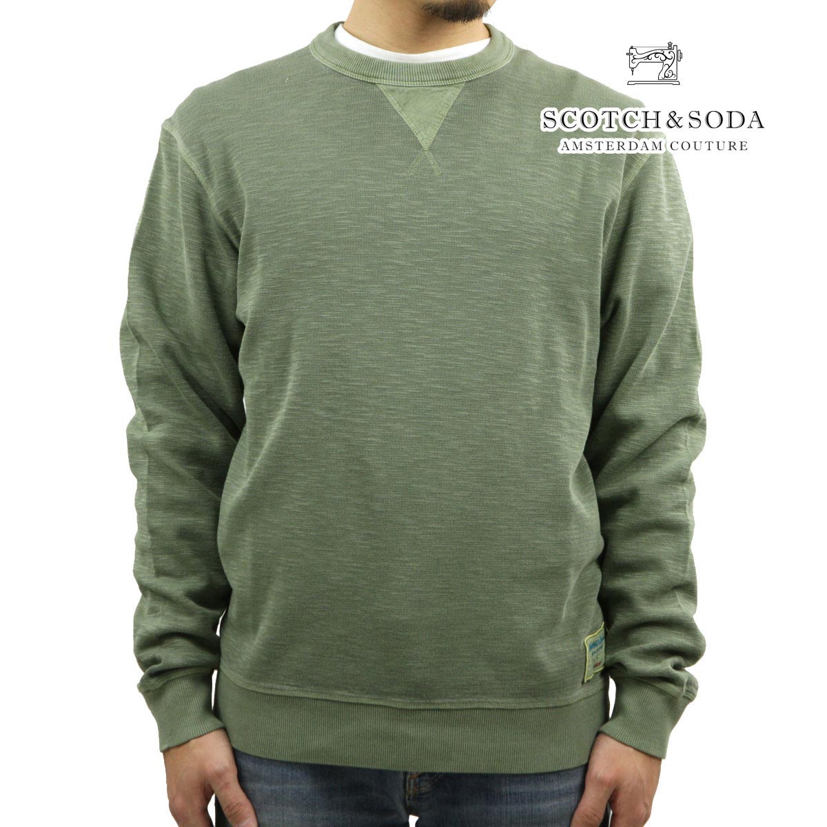 åɥ  å Ź SCOTCHSODA ȥ졼ʡ ե꡼ ץ GARMENT-DYED STRUCTURED SWEAT SHIRT FLEECE D 169892 0414 73801 48 KHAKI A39B B1C C1D D5E E05F