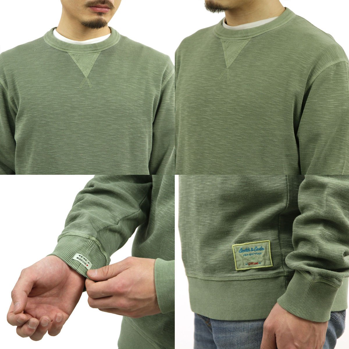 åɥ  å Ź SCOTCHSODA ȥ졼ʡ ե꡼ ץ GARMENT-DYED STRUCTURED SWEAT SHIRT FLEECE D 169892 0414 73801 48 KHAKI A39B B1C C1D D5E E05F