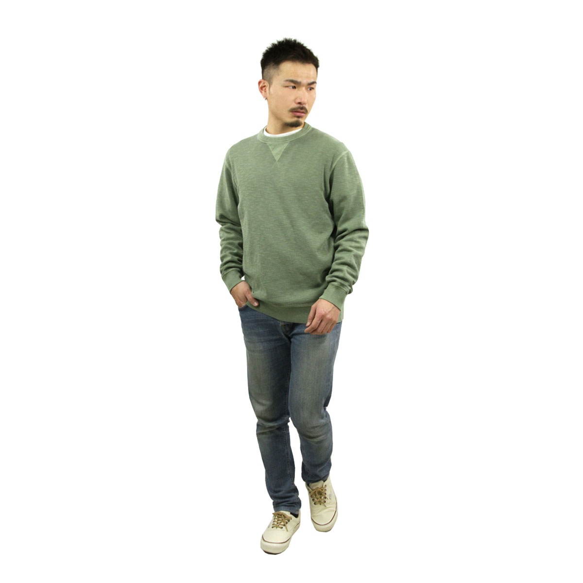 åɥ  å Ź SCOTCHSODA ȥ졼ʡ ե꡼ ץ GARMENT-DYED STRUCTURED SWEAT SHIRT FLEECE D 169892 0414 73801 48 KHAKI A39B B1C C1D D5E E05F