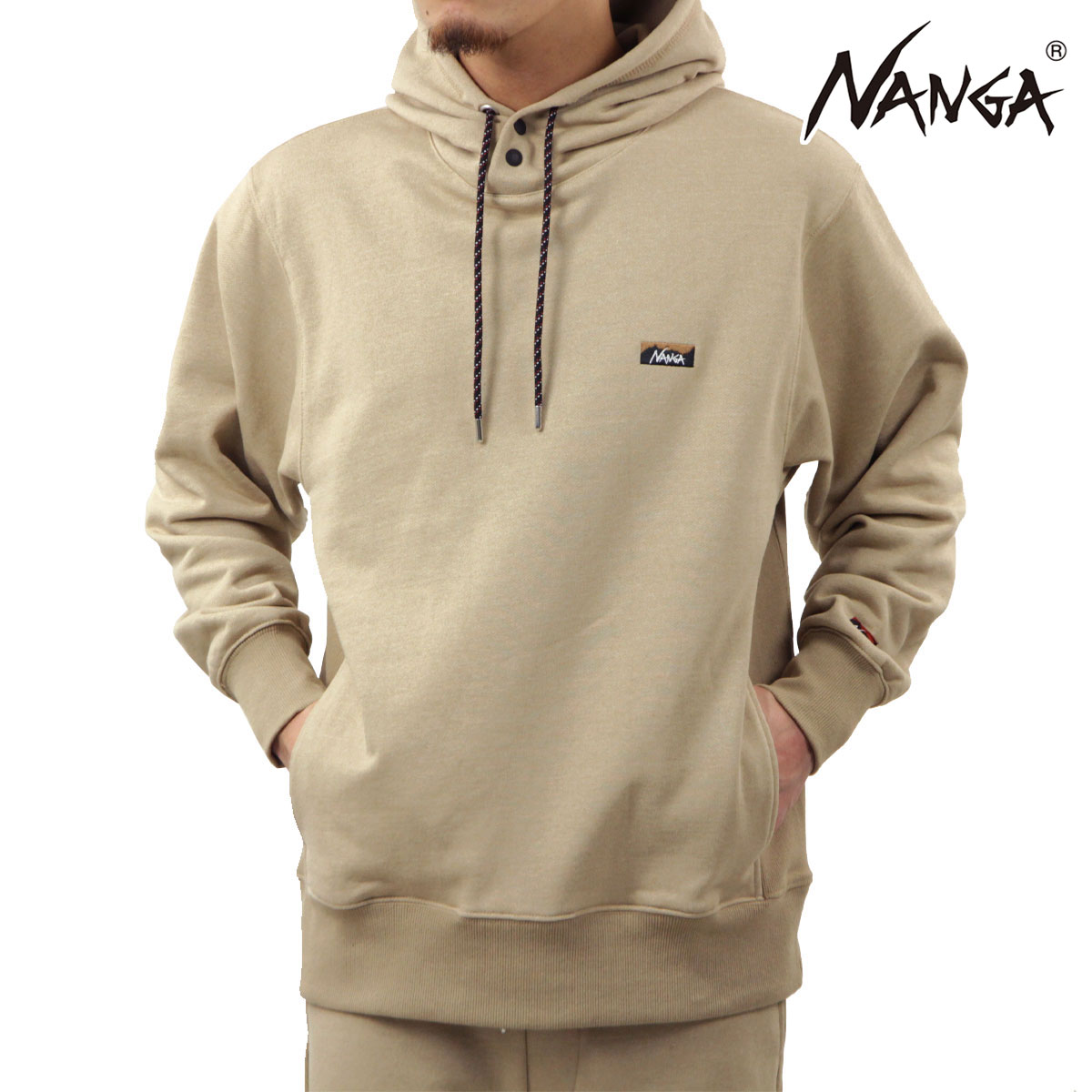�ʥ� ��� �ѡ����� ��������Ź NANGA �ץ륪���С� �ա��ǥ��� ���� ECO HYBRID MINI BOX LOGO EMBROIDERY SWEAT HOODIE BEG BEIGE NW2441-1F014