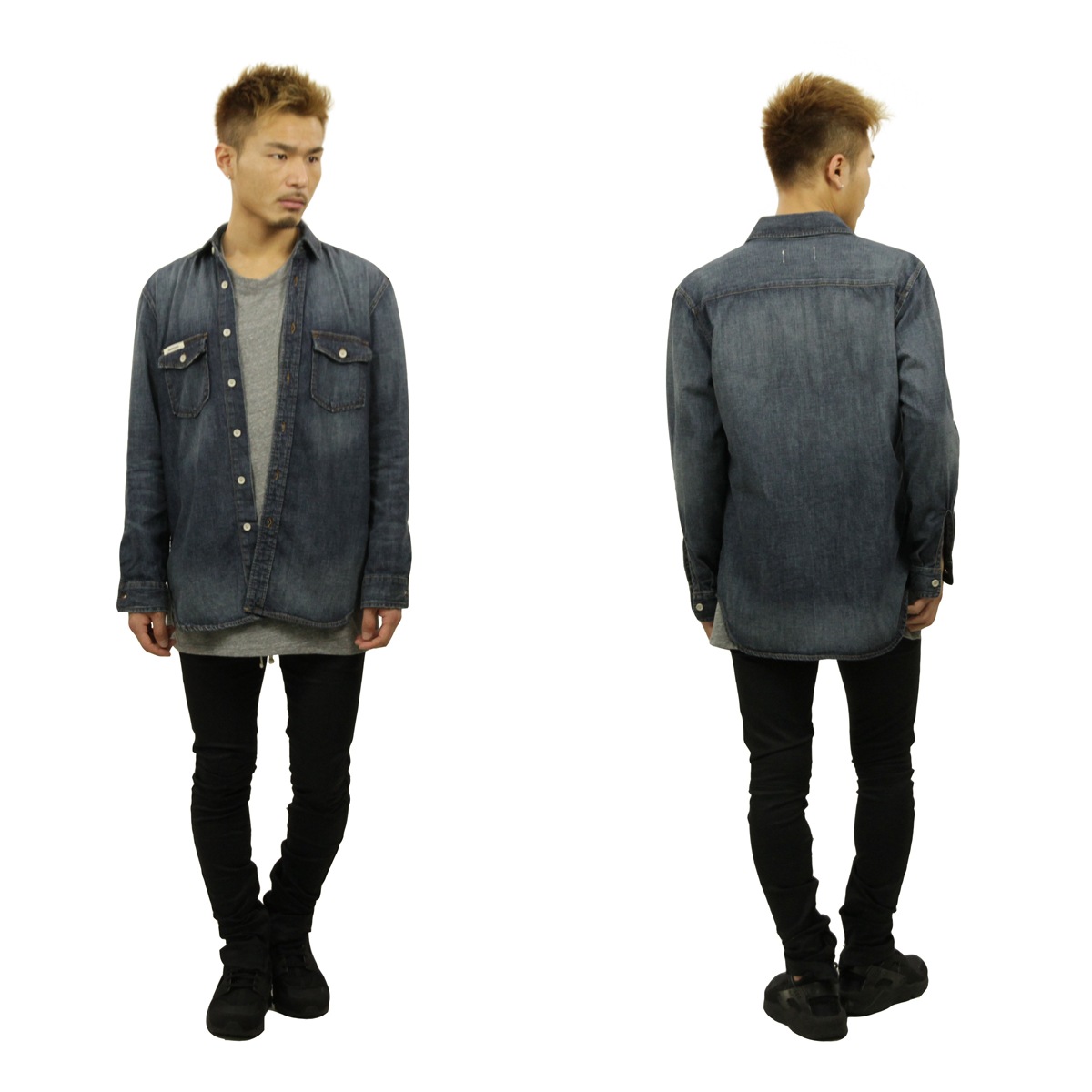 �ե������֥��å� fog essentials ����� ��� ������ FEAR OF GOD Ĺµ�ǥ˥ॷ��� FOG - FEAR OF GOD ESSENTIALS DENIM LONG SLEEVE BUTTON UP SHIRT DARK INDIGO AA5B B1C C1D D6E E06