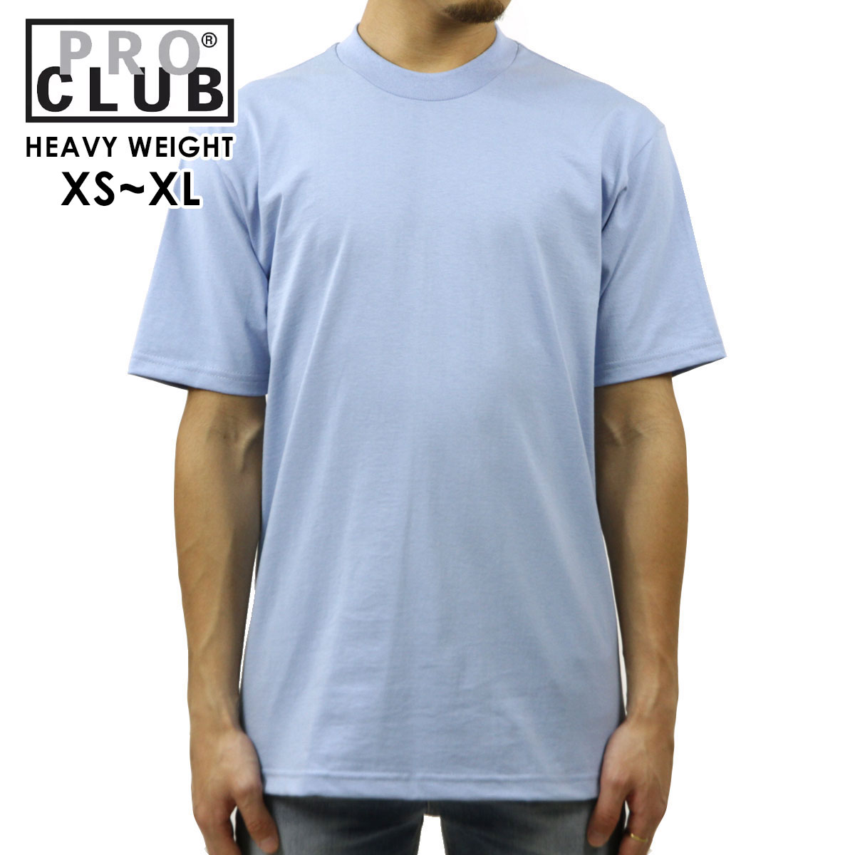ץ T   PROCLUB ȾµT 롼ͥåT HEAVY WEIGHT COTTON SHORT SLEEVE CREW NECK T-SHIRT SKY BLUE #101  礭 AB6B B1C C1D D1E E07F