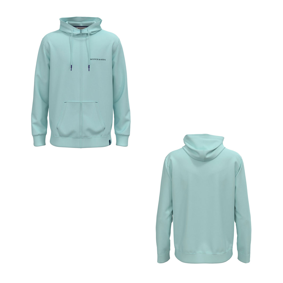 åɥ ѡ  Ź SCOTCH&SODA ݥ  åץåץѡ åȥѡ UNISEX ORGANIC COTTON FELPA LOGO ZIP UP HOODIE TURQUOISE 169325 0508 63864 52 A39B B1C C1D D5E E07F