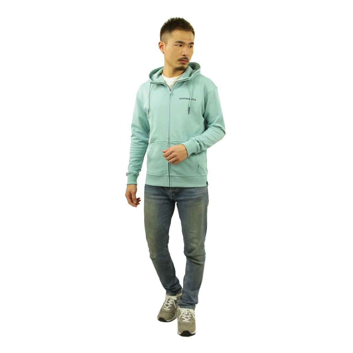 åɥ ѡ  Ź SCOTCH&SODA ݥ  åץåץѡ åȥѡ UNISEX ORGANIC COTTON FELPA LOGO ZIP UP HOODIE TURQUOISE 169325 0508 63864 52 A39B B1C C1D D5E E07F