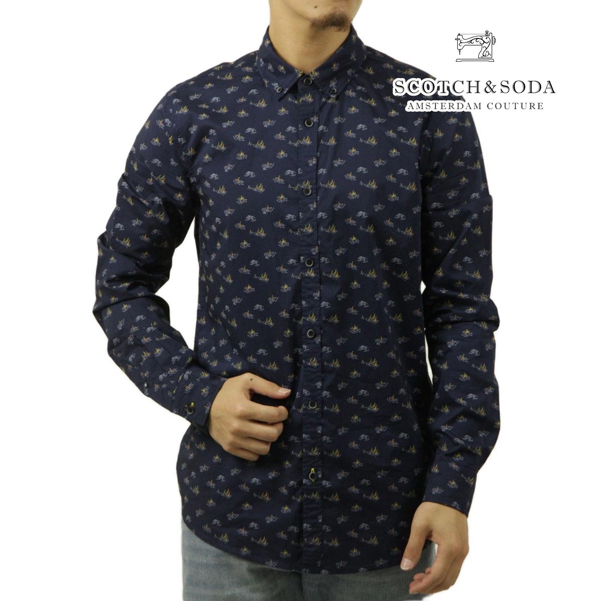 �����å�����ɥ����� ��� Ĺµ����� ��������Ź SCOTCH��SODA �ܥ�������� DITSY AOP SHIRT P 175483 7113 11413 79 NAVY BLUE SAILBOAT AOP A39B B1C C1D D6E E07F
