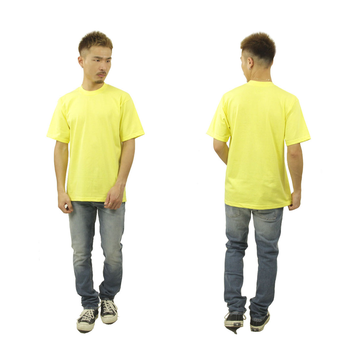 �ץ������ T����� ��� ������ PROCLUB ȾµT����� ���롼�ͥå�T����� HEAVY WEIGHT COTTON SHORT SLEEVE CREW NECK T-SHIRT YELLOW #101  �礭�������� AB6B B1C C1D D1E E12F