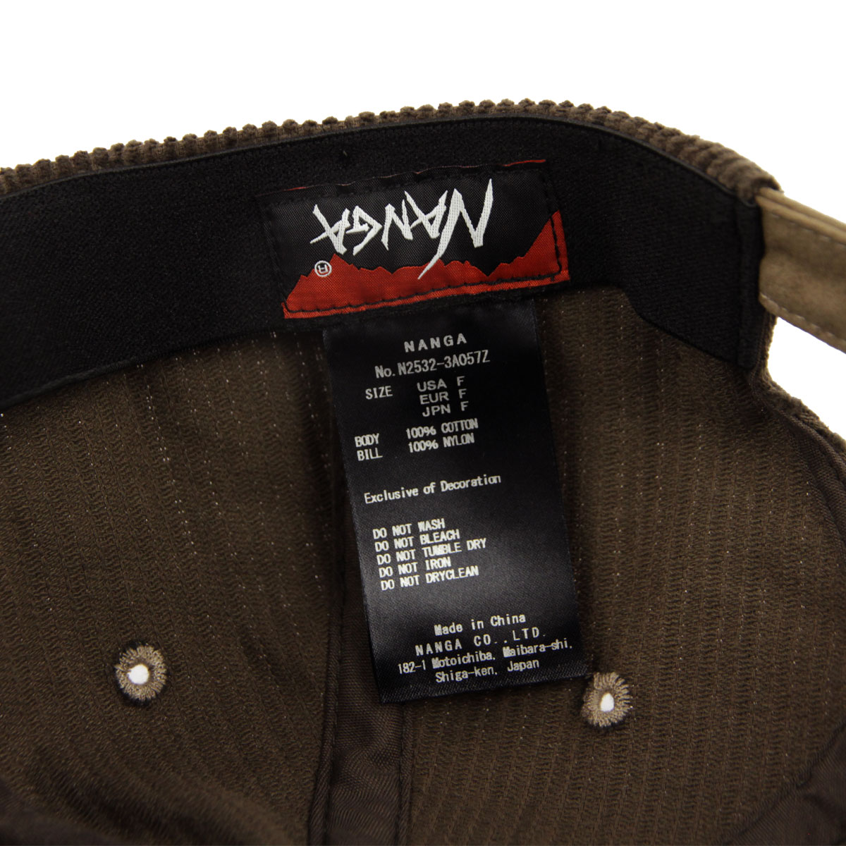 �ʥ� ��� ��ǥ����� ����å� ��������Ź NANGA �����ǥ���� ���� ˹�� CORDUROY NNG LOGO CAP N2532-3A057Z KHA KHAKI