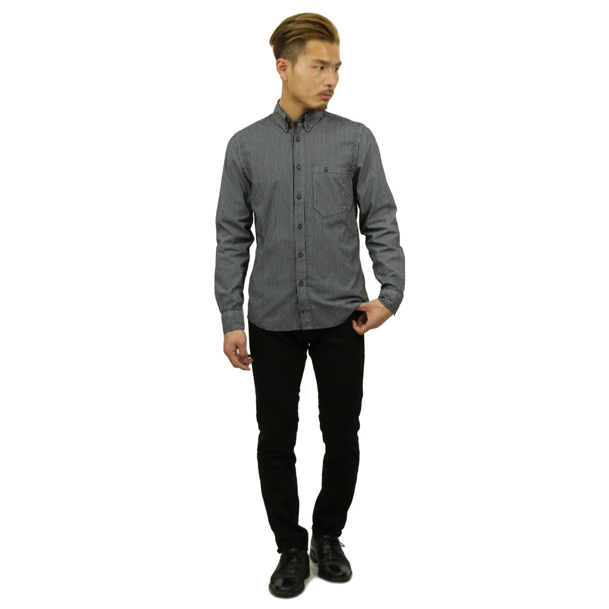 ̡ǥ   Ź Nudie Jeans Ĺµ  Stanley Printed Stripe Black B01 140324 3029 A62B B1C C1D D6E E13F