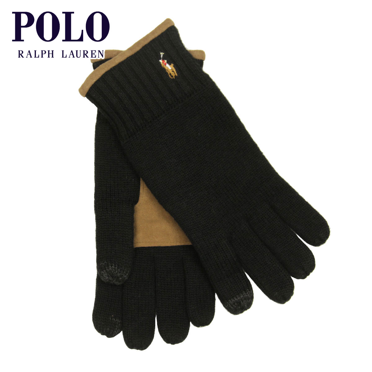 �ݥ� ���ե������ ���� ��� ��ǥ����� ������ POLO RALPH LAUREN �˥å� ��֤��� �������� CLASSIC LUX MERINO TOUCH GLOVE WITH LEATHER PATCH PC0463 001 POLO BLACK A05B B3C C3D DAE E13F