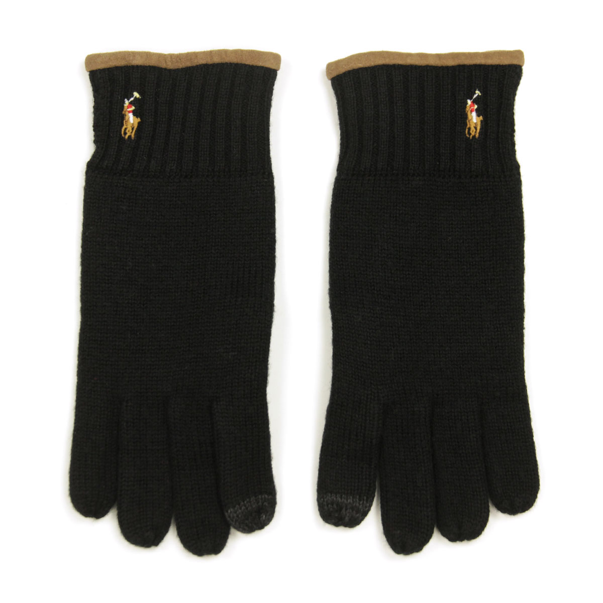 �ݥ� ���ե������ ���� ��� ��ǥ����� ������ POLO RALPH LAUREN �˥å� ��֤��� �������� CLASSIC LUX MERINO TOUCH GLOVE WITH LEATHER PATCH PC0463 001 POLO BLACK A05B B3C C3D DAE E13F