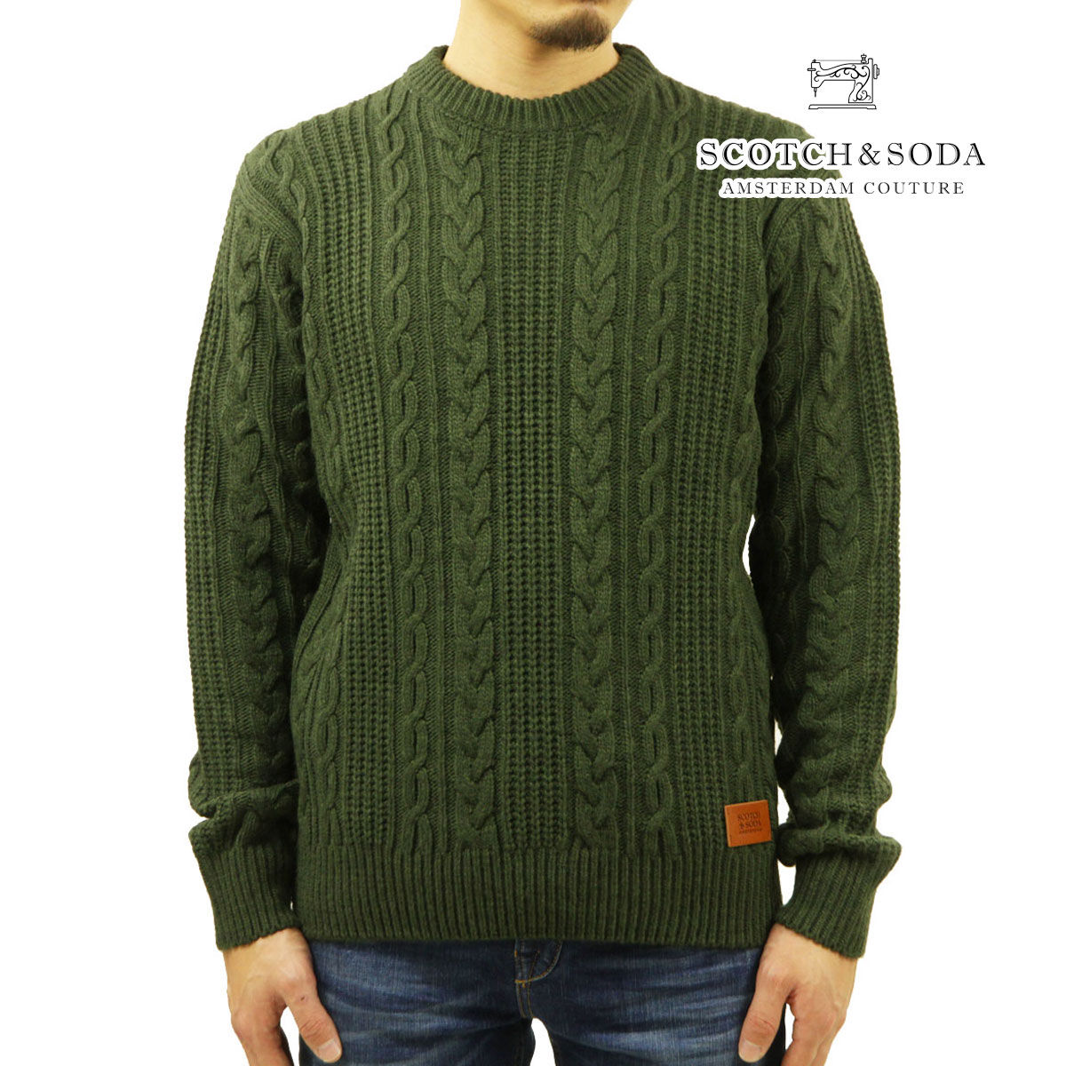 �����å�����ɥ����� �������� ��� ��������Ź SCOTCH&SODA �˥å� ���롼�ͥå��������� WOOL-BLEND STRUCTURE KNIT SWEATER MILITARY 169257 0360 65405 55 A39B B1C C1D D7E E08F