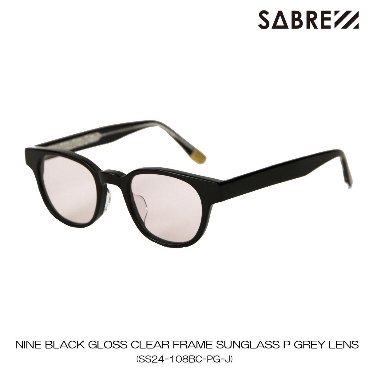 �����С� ��� ��ǥ����� ���󥰥饹 ��������Ź SABRE �᤬�� �ʥ��� NINE BLACK GLOSS CLEAR FRAME SUNGLASS P GREY LENS SS24-108BC-PG-J