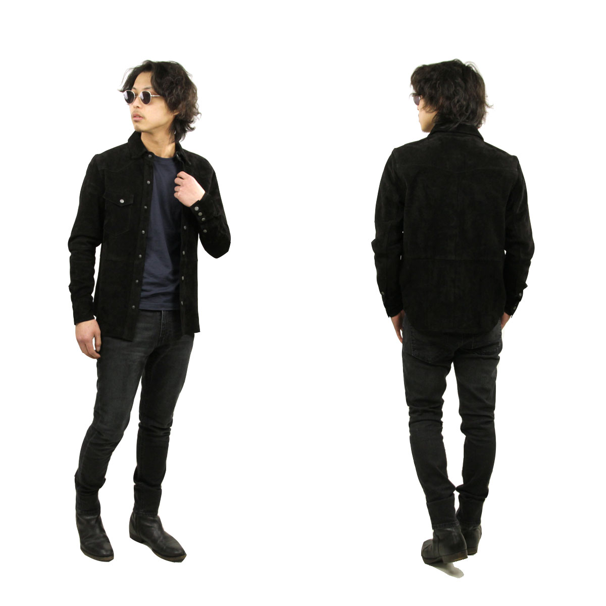 �̡��ǥ��������� ����� ��� ��������Ź Nudie Jeans Ĺµ�����  Jonis Suede Shirt Black B01 140300 3027 A62B B1C C1D D6E E13F