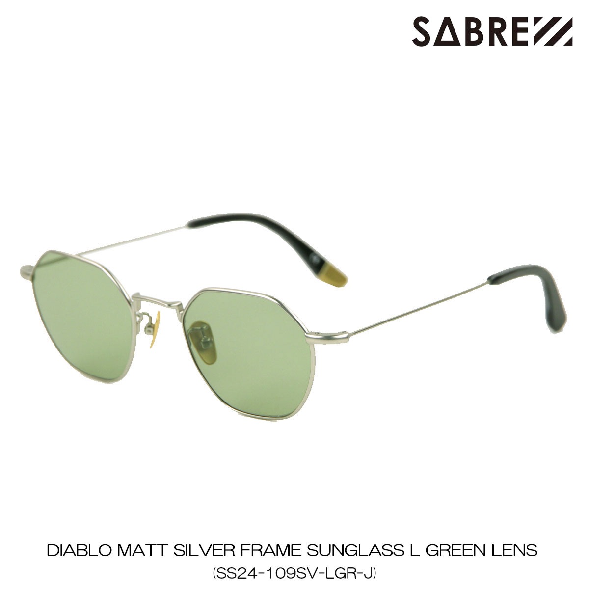 �����С� ��� ��ǥ����� ���󥰥饹 ��������Ź SABRE �᤬�� �ǥ����֥� DIABLO MATT SILVER FRAME SUNGLASS L GREEN LENS SS24-109SV-LGR-J