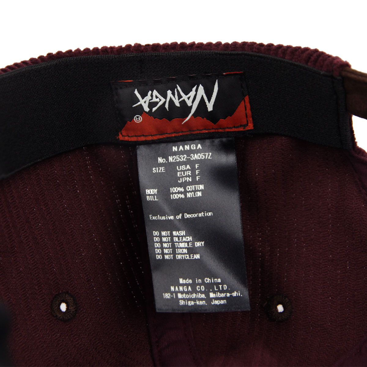 �ʥ� ��� ��ǥ����� ����å� ��������Ź NANGA �����ǥ���� ���� ˹�� CORDUROY NNG LOGO CAP N2532-3A057Z BRD BURGUNDY