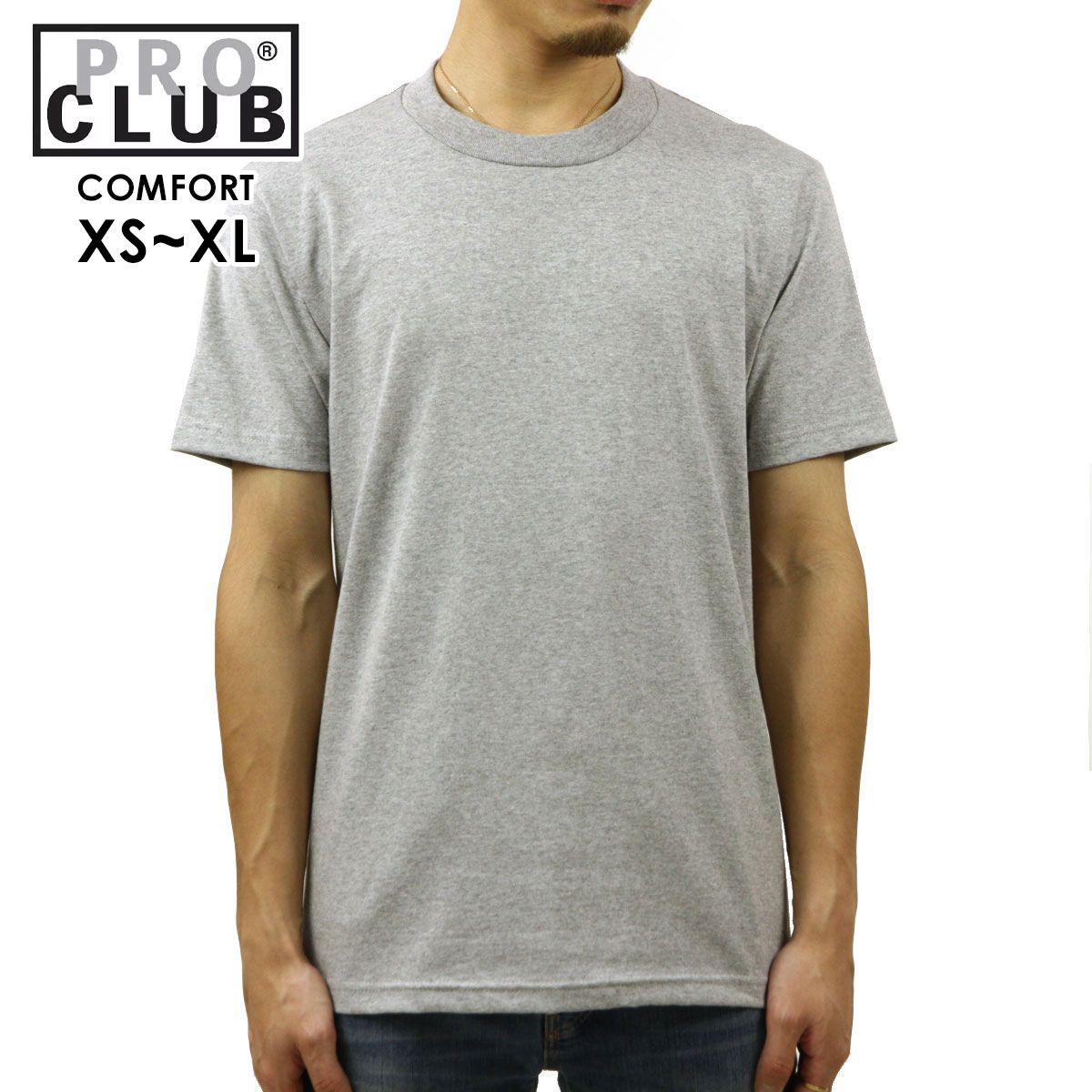 �ץ������ T����� ��� ������ PROCLUB ȾµT����� ���롼�ͥå�T����� COMFORT COTTON SHORT SLEEVE T-SHIRT HEATHER GREY #102  �礭�������� AB6B B1C C1D D1E E02F