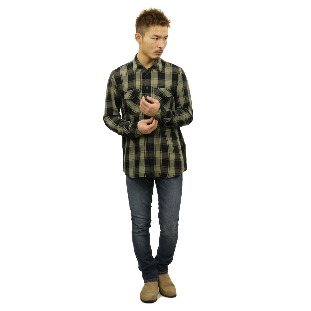 �̡��ǥ��������� ����� ��� ��������Ź Nudie Jeans Ĺµ�����  STEN BLOCK CHECK SHIRT 140500 3004 DESERT GREEN A62B B1C C1D D6E E02F