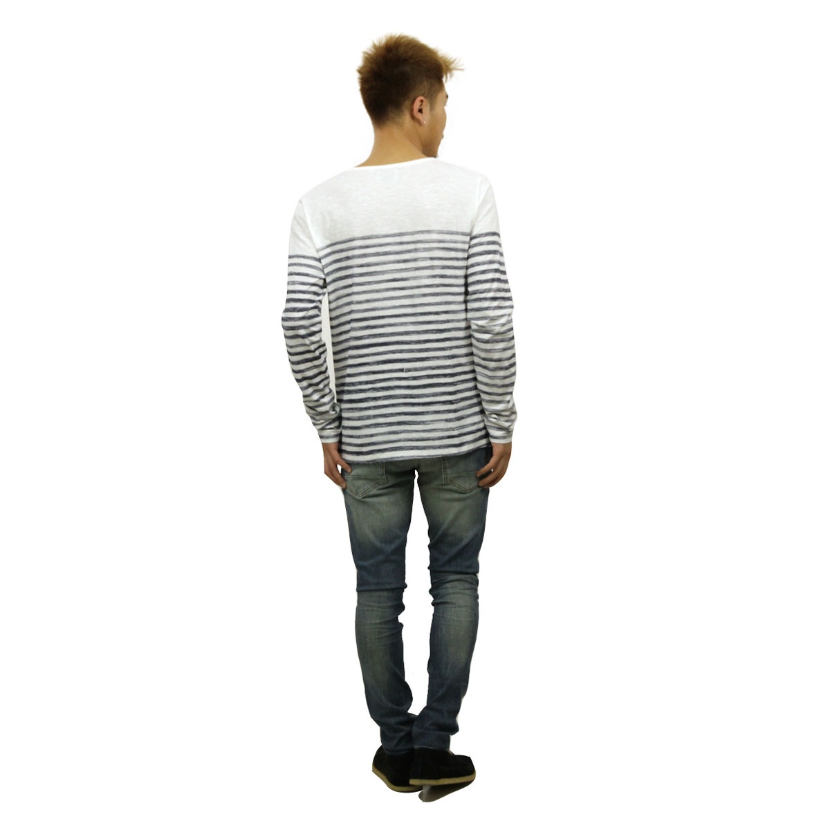 ̡ǥ T  Ź Nudie Jeans ĹµT L/S T-shirt 131346 4027 W21 Offwhite/Blue D15S25