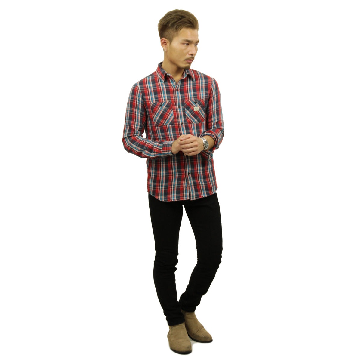 �ǥ˥ॢ��ɥ��ץ饤 �ݥ� ���ե������ ����� ��� ������ DENIM��SUPPLY RALPH LAUREN Ĺµ�����   WARD PLAID COTTON TWILL SHIRT A44B B1C C1D D6E E06F