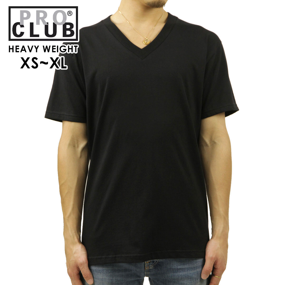 �ץ������ T����� ��� ������ PROCLUB ȾµT����� V�ͥå�T����� HEAVY WEIGHT V-NECK T-SHIRT BLACK #105  �礭�������� AB6B B1C C1D D1E E13F