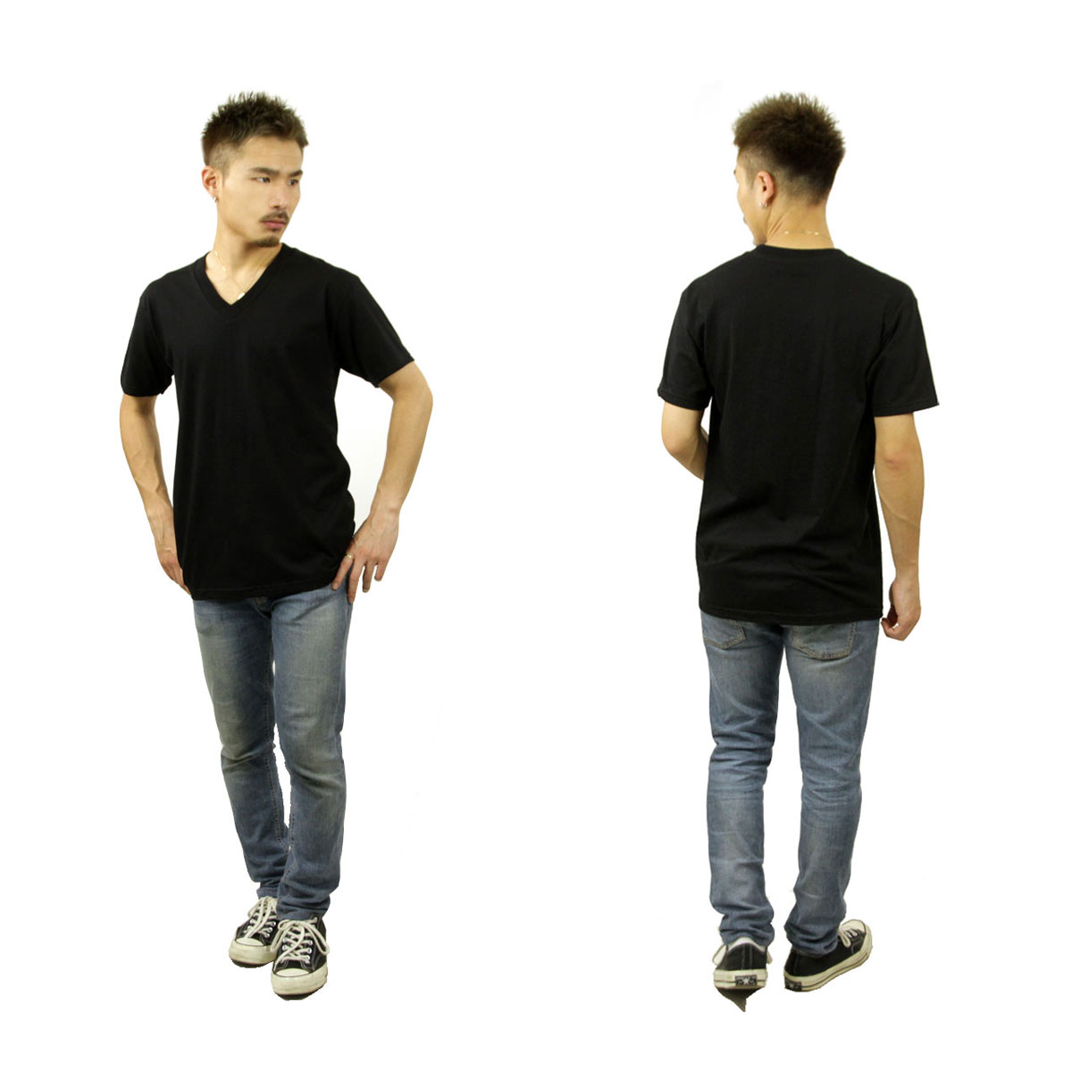 �ץ������ T����� ��� ������ PROCLUB ȾµT����� V�ͥå�T����� HEAVY WEIGHT V-NECK T-SHIRT BLACK #105  �礭�������� AB6B B1C C1D D1E E13F