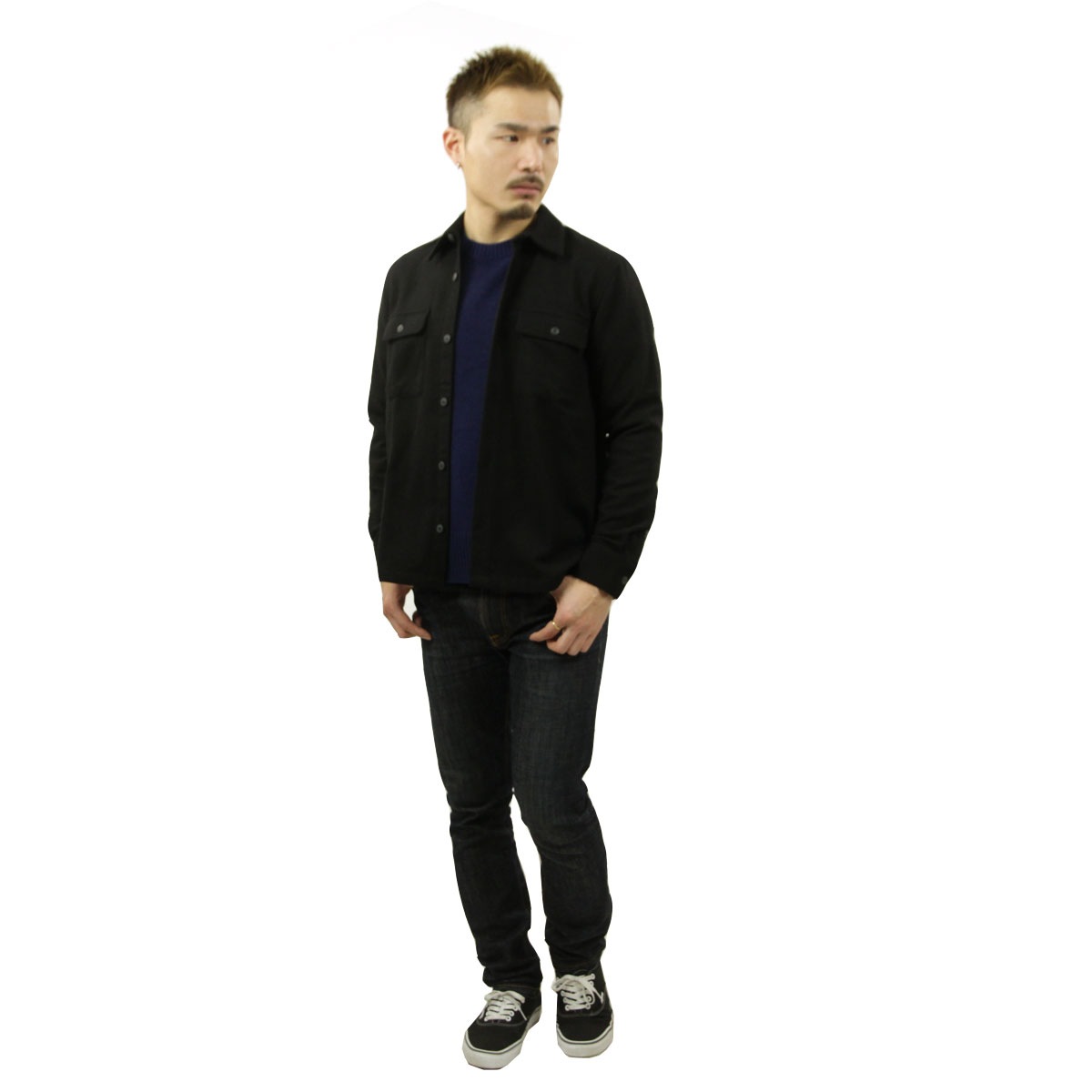 �̡��ǥ��������� ����ĥ��㥱�å� ��� ��������Ź Nudie Jeans Ĺµ �ܥ�������� ������ �����奢�륷��� STEN WOOL SOLID OVERSHIRT 140667 B01 BLACK A62B B1C C1D D4E E13F