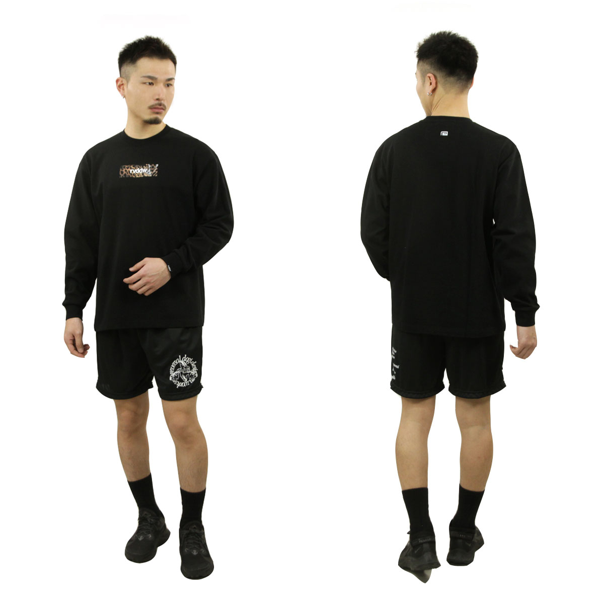 ��С����� ��� ĹµT����� ��������Ź REVERSAL ���롼�ͥå� �����С������� ���� LEOPARD BOX LOGO OVER SIZE LONG SLEEVE rv23aw101 BK BLACK A06B B1C C1D D2E E13F