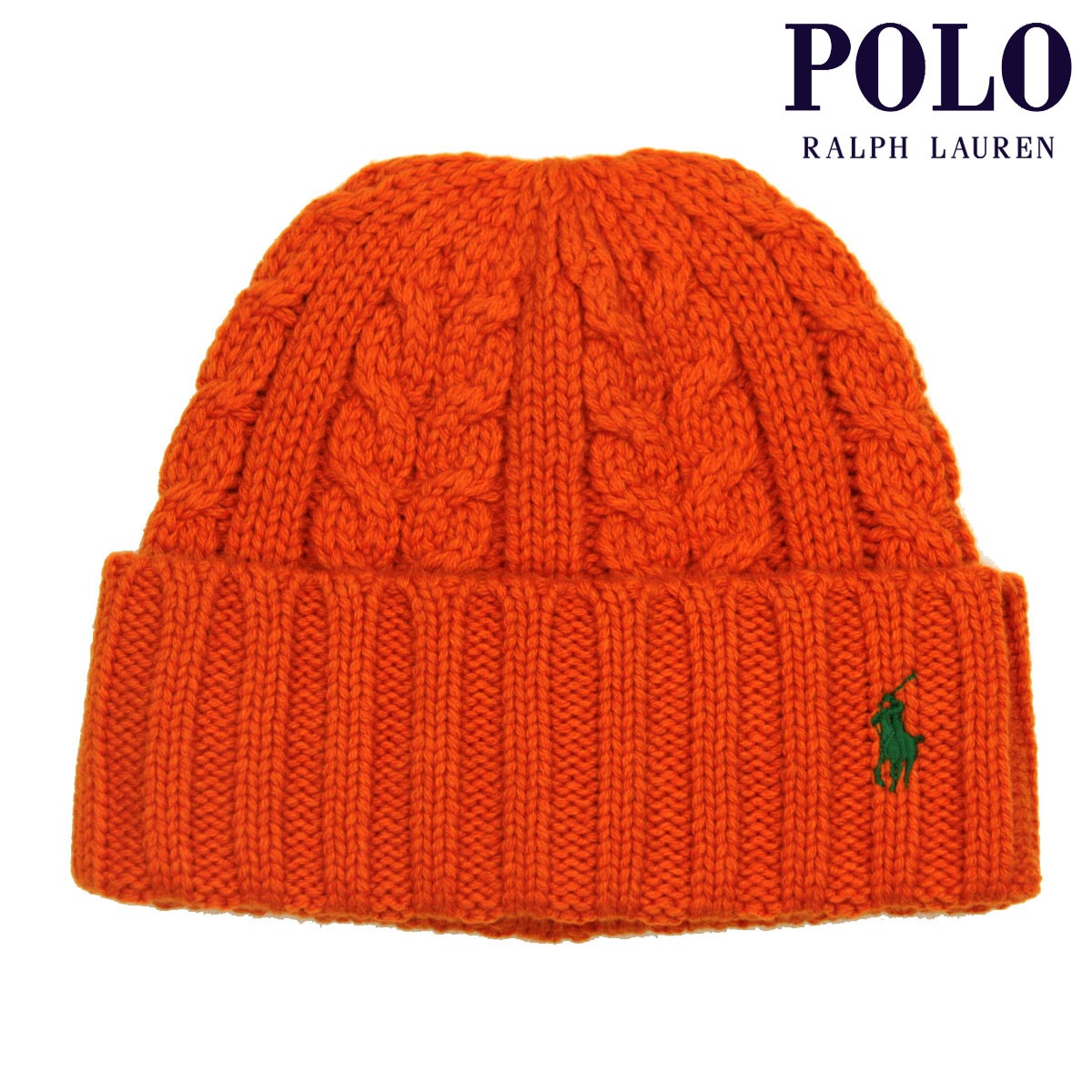 �ݥ� ���ե������ ��� ��ǥ����� �˥åȥ���å� ������ POLO RALPH LAUREN �����֥�˥å� �˥å�˹ �ӡ��ˡ� RECYCLED CHUNKY CABLE BEANIE PC0939 841 SPECTRUM ORANGE