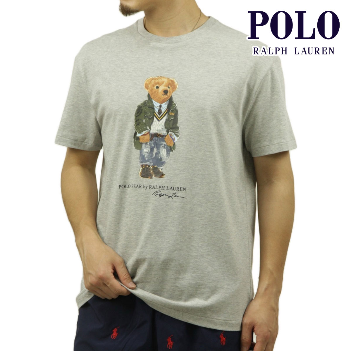 �ݥ� ���ե������ ��� ȾµT����� ������ POLO RALPH LAUREN ���롼�ͥå� �ݥ��٥� BEAR SHORT SLEEVE T-SHIRT GREY 710854497
